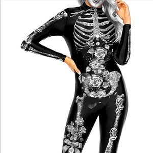 Halloween Women’s Skeleton Jumpsuit (Bodysuit) M
